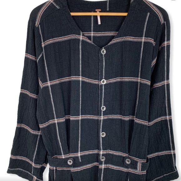 Free people keep it in checkered Sz large L jumpsuit with pockets as seen on TV - Picture 15 of 16